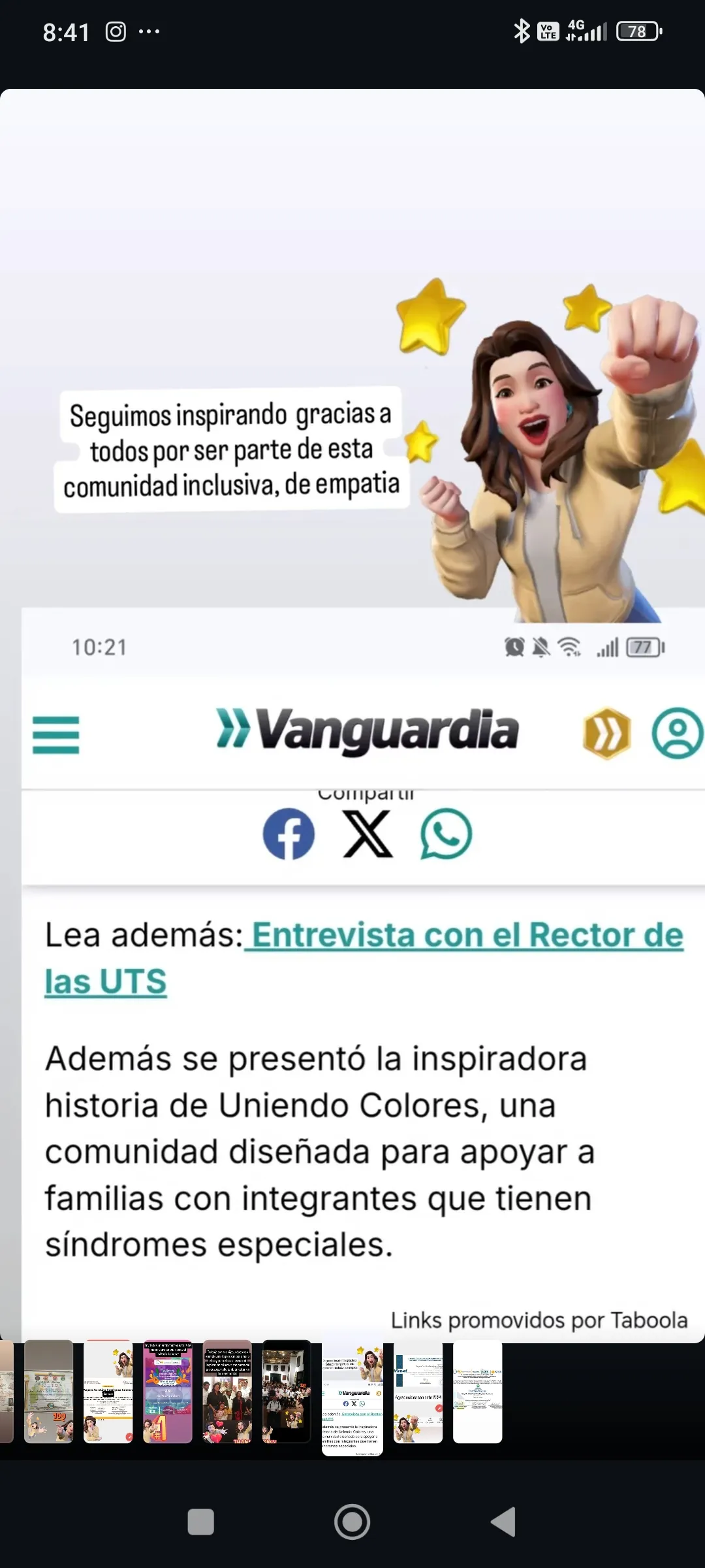 Cobertura Vanguardia — Historia de Uniendo Colores